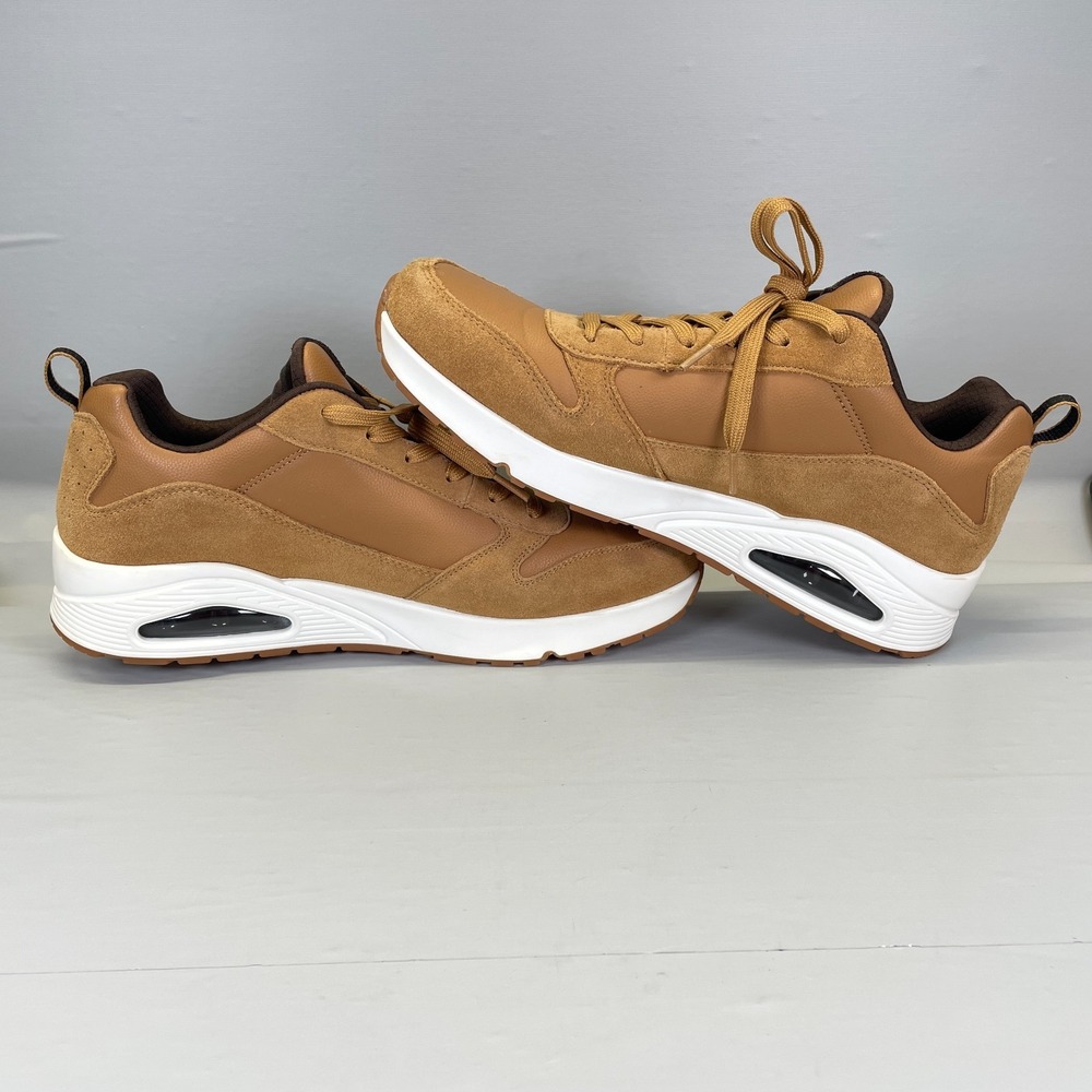 Skechers Uno Stacre Shoes Mens Size 13 Brown Leather Lace Up Comfort Sneakers - Picture 9 of 10